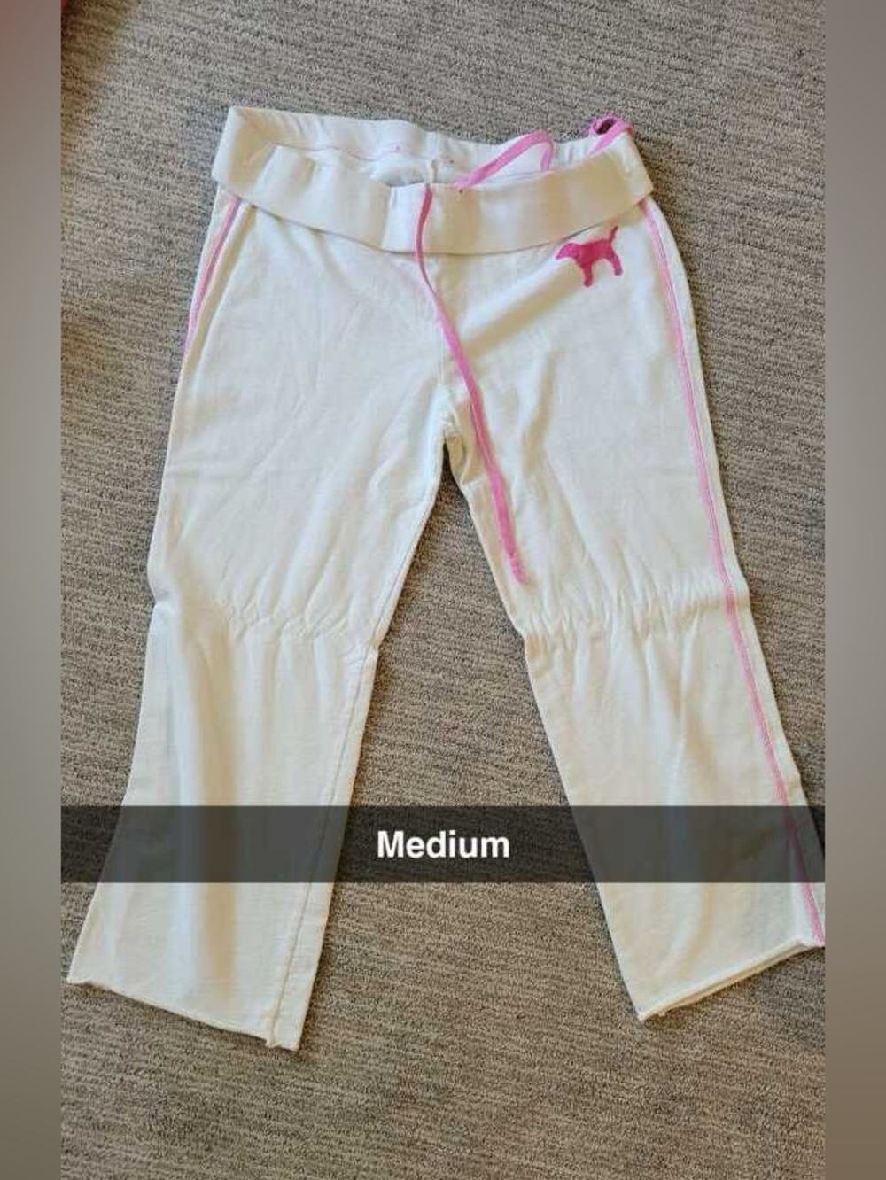 VS Pink White Sweatpants with Pink Trim and Drawstring